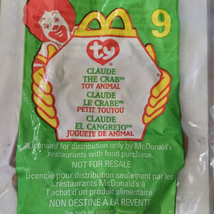 1999 McDonalds TY Teenie Beanie Babies Claude the Crab 9 New in Package - £7.73 GBP