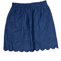 J.Crew Sidewalk Mini Skirt Women SZ.0 Blue Linen Blend Paperbag Scallop Hem NWOT - £18.19 GBP