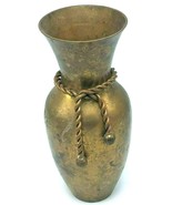 Vintage Brass Bud Vase Urn with Braided Rope &amp; Tassel Design Original Pa... - $300.11 MXN