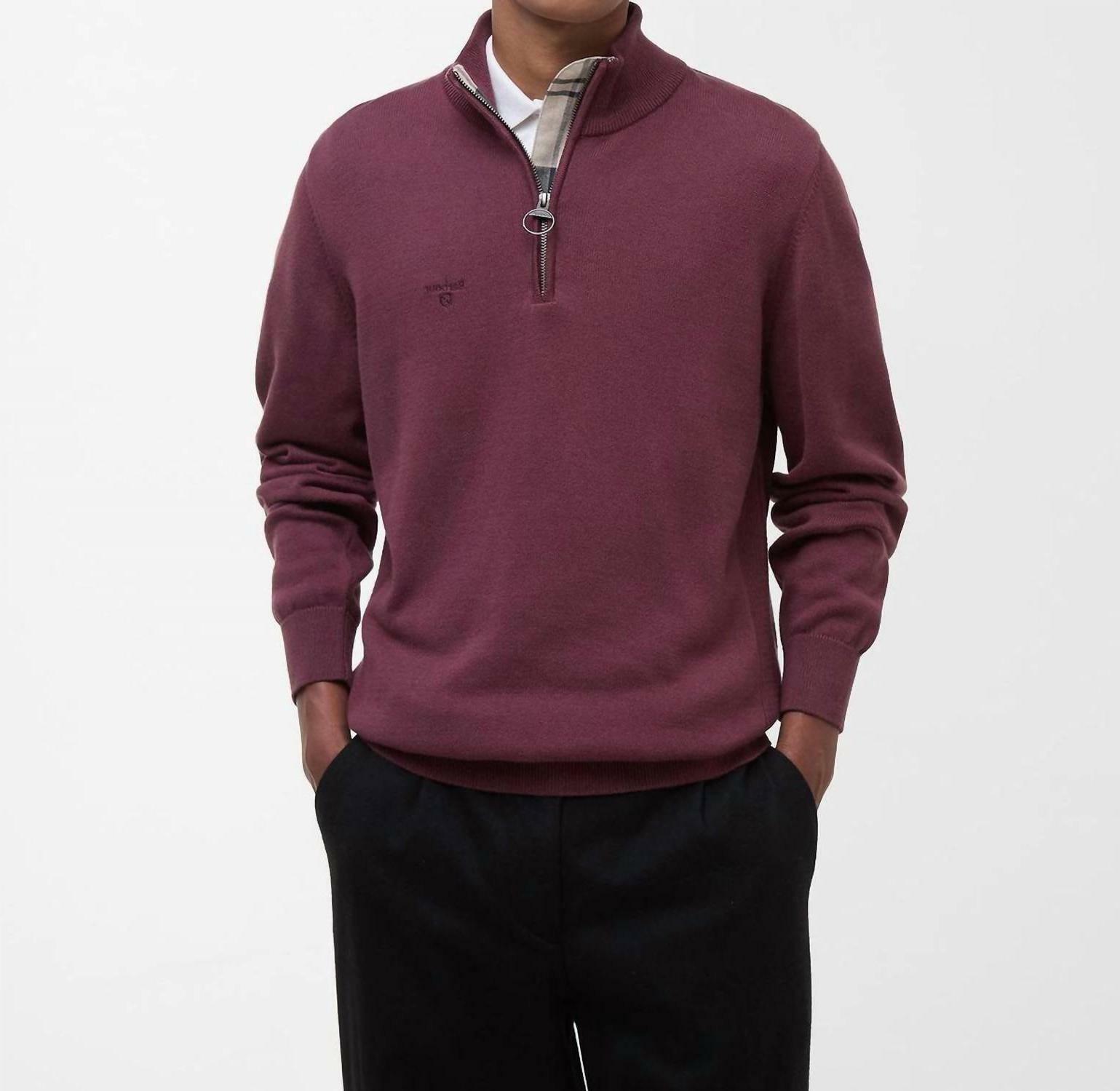 Barbour Cotton Half Zip Sweater Burnt Heather - $129.00