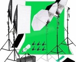 Photo Studio Photography Lighting Kit Umbrella Softbox Backdrop Stand Set - £110.48 GBP
