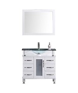 42&quot; Bathroom Vanity Cabinet with Sink Glass Top and Mirror White by Less... - £836.23 GBP