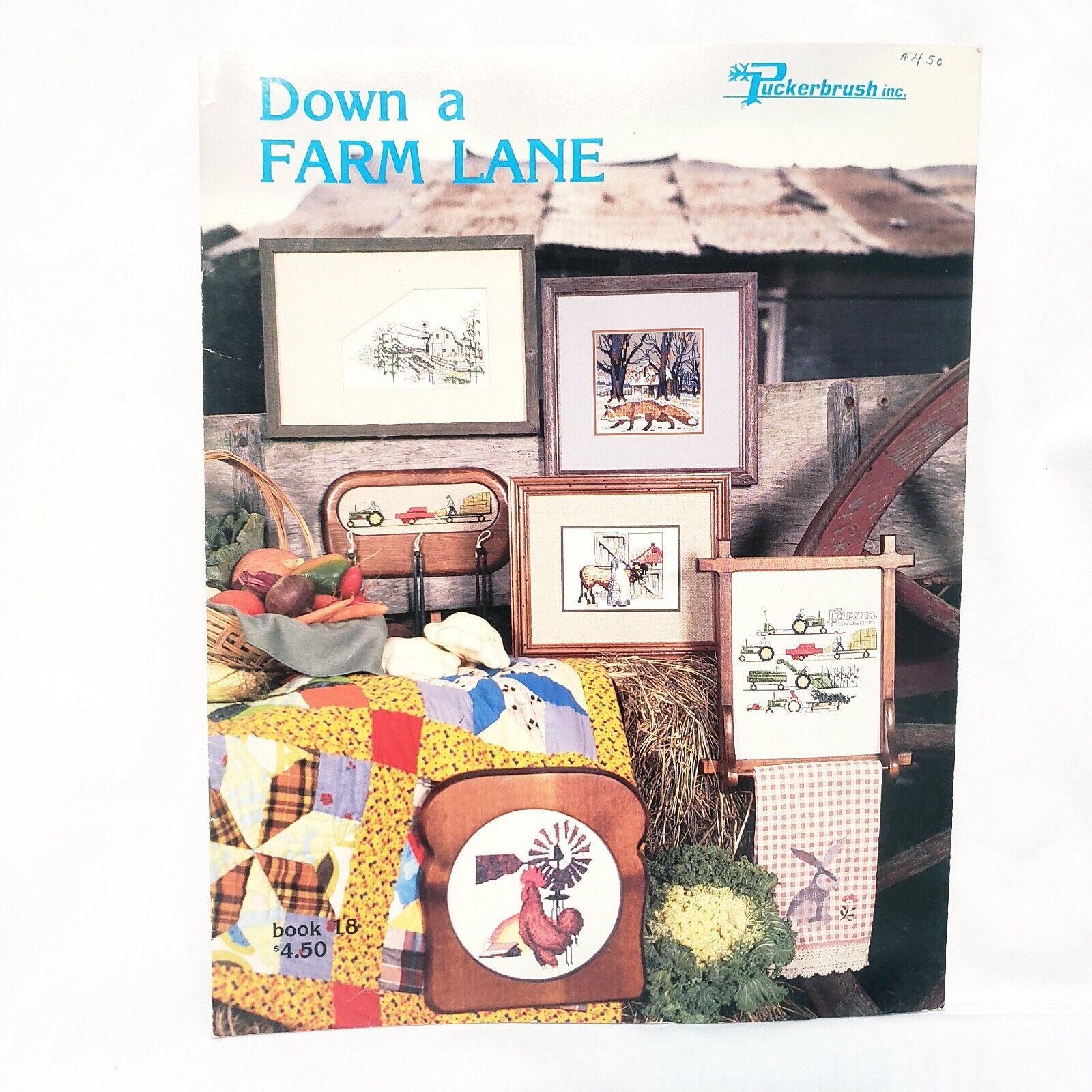 Down a Farm Lane Cross Stitch Patterns 1987 Puckerbrush Rooster Tractor ... - $15.83