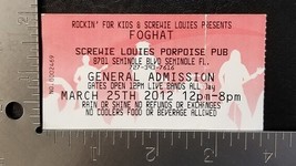 FOGHAT - ORIGINAL MARCH 25, 2012 SEMINOLE, FLORIDA CONCERT TICKET STUB - €8,54 EUR