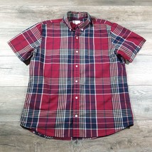 Mens Gap Large Short Sleeve Shirt Relaxed Casual Dress Plaid Patriotic Blue Red - £15.03 GBP
