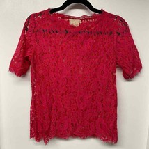 Anthropologie Vanessa Virginia Hot Pink Lace Fringe Blouse Top Womens Size XS - £12.66 GBP