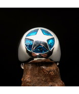 Perfectly crafted Men&#39;s Ranger Ring blue Marshal Sheriff Star - Sterling... - £52.70 GBP