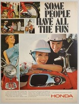 1966 Print Ad Honda 65 Motorcycles Happy Couple Riding People Have All the Fun - £13.40 GBP