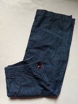 Liz Claiborne Cropped Capri Pants Womens Size 8 Blue Denim Look 100% Cotton - £17.13 GBP