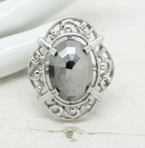 Stunning Vintage Signed Sarah Coventry Cov Hematite Silver Stone RING Jewellery - £19.05 GBP