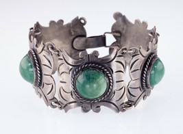 Gorgeous Sterling Silver Green Jade Bracelet Made in Mexico - $5,134.56 MXN