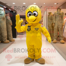 Lemon Yellow Air Force Soldier mascot costume character dressed with a O... - £981.06 GBP