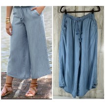 Matilda Jane Over And Over Cropped Pant Size Large Wide Leg Chambray Lyo... - $29.67