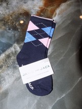 Janie &amp; Jack Argyle Plaid Navy Pink Print Crew Dress Socks Size 6/12 Mon... - $10.00