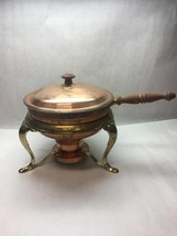 Vintage Chaffing Copper Brass Fondue Pot Chafing Dish lid double boiler . - £19.48 GBP