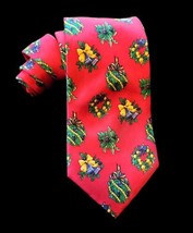 Lands End Tie Necktie 100% Silk Red Christmas Wreath Mistletoe  3.75Wx63... - €14,88 EUR