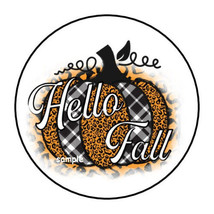 30 Hello Fall Envelope Seals Labels Stickers 1.5&quot; Round Pumpkin Plaid Autumn - £5.92 GBP