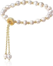 Pearl Bracelet Chain Link Baroque Culture Bossimi 14K Gold Filled Adjust... - £35.25 GBP