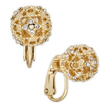 Charter Club Gold-Tone Pave Filigree Clip-on Stud Earrings - £6.23 GBP