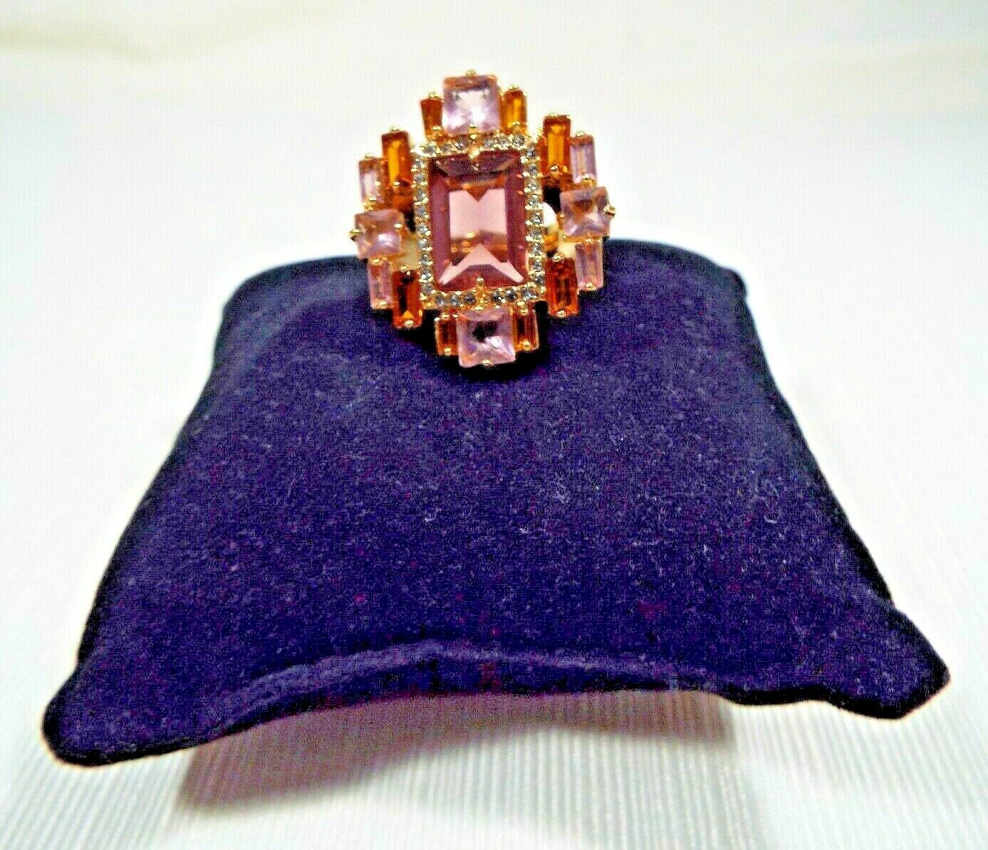 Size 7 Louise et Cie 14k Gold Plated Ring Faceted Prong Set Multicolored Stones Item image 11