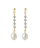 Elegant White Pearl Dangle Drop Earrings for Women - £8.75 GBP