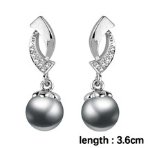 LEEKER Vintage Jewelry Gray White Imitation Pearl Earrings Women Wedding Earings - $9.65