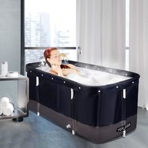 Dark Blue Mathowal Portable Bathtub, Foldable Bathtub, Adult Bathtub, Water - £66.06 GBP