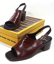 Vintage LIFE STRIDE Wine Red Sandals +Box Ace High Bur Kid 8M Burgundy Open Toes - £46.40 GBP