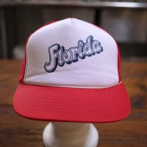Vintage 1980s FLORIDA Red Mesh Trucker Souvenir Tourist Hat Cap Adjustable - £15.74 GBP