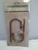 Window Dimensions Rod System Drapery Curtain Brass Tone Metal Holdback Arms NIP - £17.37 GBP