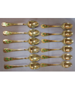 Retroneu Gold Electroplate Hollyday Flatware Set of 12 Teaspoons Chrisma... - $9.74