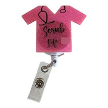 Scrub Life Badge Pink Glitter Nurse Badge Holder Retractable ID Clip - $8.86