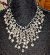 Necklace Silver-Tone Beads Chain Costume Jewelry 9&quot; Vintage - $86.33 MXN