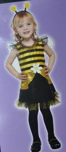 Girls Bumblebee Black Yellow Dress &amp; Headband 2 Pc Toddler Halloween-size 4/6 - £9.49 GBP