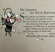 Birthday Wishes Victorian Style Greeting Card Flowers 1900-20s PCBG11B - £15.43 GBP