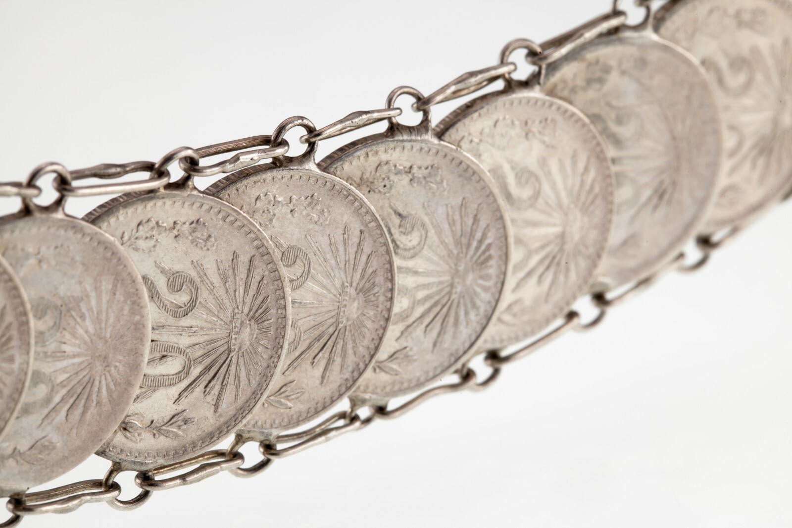 1920's-40's Mexico 20 Centavos Silver Coin Bracelet 7.25" 64.3gr Item image 3