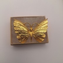 Vintage Butterfly Gold Tone Pewter Brooch - $18.00