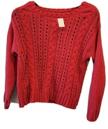 AEROPOSTALE Knit Sweater Women&#39;s Medium Red Solid Boat Neck Long Sleeve - £21.07 GBP