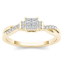 10K Yellow Gold 0.25 Ct Princess Diamond Classic Engagement Ring - £305.40 GBP