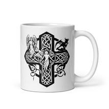 Celtic Cross With Devil Angel Coffee &amp; Tea Mug Irish - £11.95 GBP+