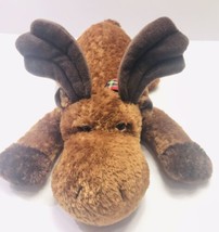 Russ Berrie Mookie Moose Plush Christmas Red Green Bow Bean Quality 16” - £16.20 GBP