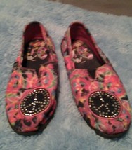 Skechers Bob&#39;s Twinkle Toes Tye Dye Sequined Peace Sign Girls Shoes Sz 13 - $9.64