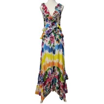 PatBO Bloom Ruffle V-Neck Beach Dress Size L Bodysuit Floral Rainbow Max... - $296.99