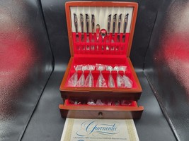 Vintage 1950s Rogers &amp; Bro &quot;EXQUISITE&quot; 57 Piece Silver Plate Flatware Set + Case - £98.30 GBP