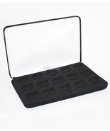 Black Felt COIN DISPLAY GIFT METAL DELUXE PLUSH BOX holds 15-Half Dollar... - $23.33