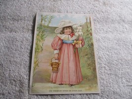 Antique Victorian Pocket Knife Easter Girl Trade Card Woolson Spice Toledo Ohio - £23.34 GBP