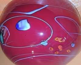 Art Glass Bowl 7.25&quot; deep Cranberry &amp; Multicolored Milliefiori Handmade ... - $21.34 CAD