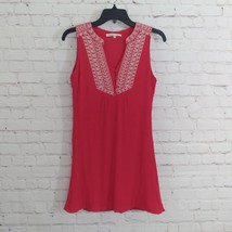 Solitaire Dress Womens XS Red Embroidered V Neck Sleeveless Lined Aztec Mini - £12.98 GBP