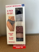 BNIB Lucky Brand women&#39;s 6pk Hi-Cut Panties, Size L(39&quot;-40&quot;), Multi color - $29.69