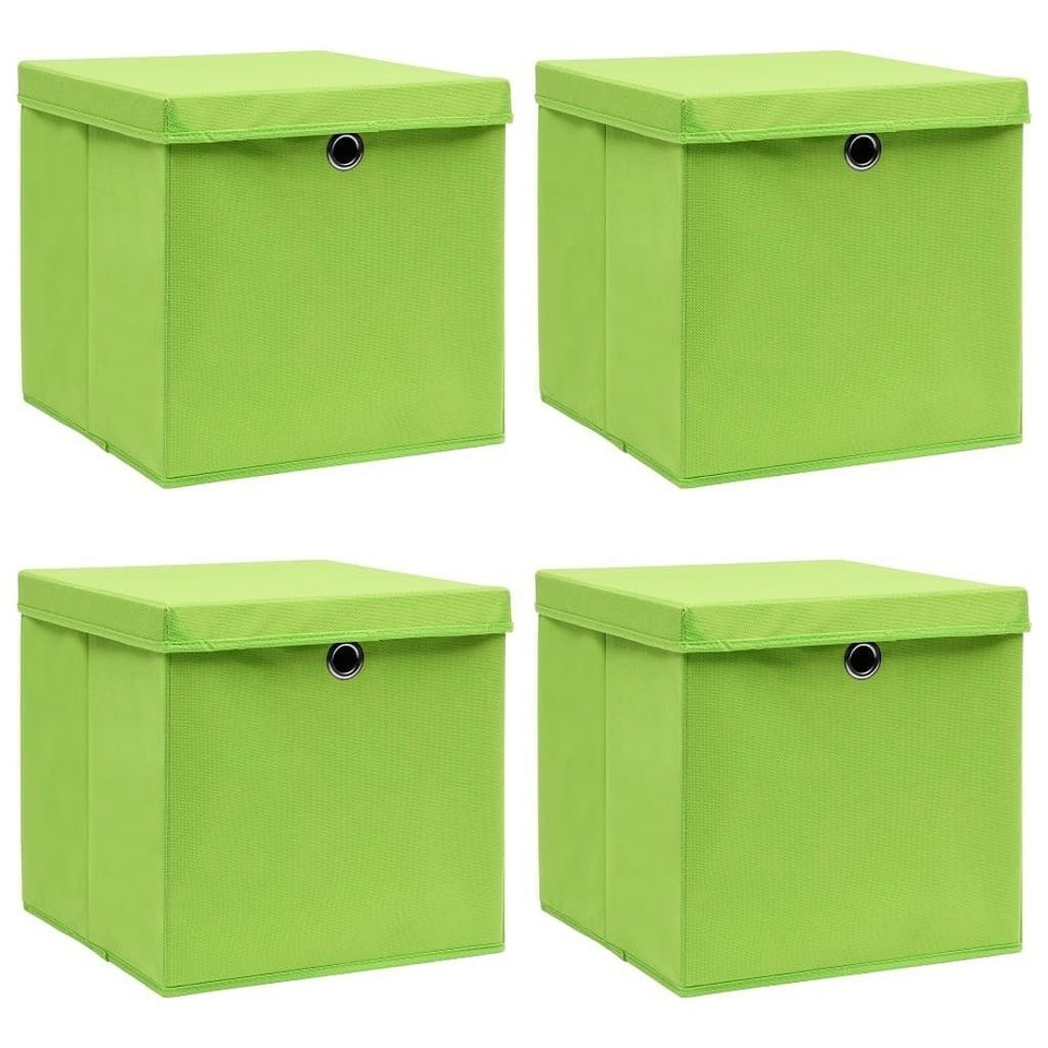 vidaXL Storage Box Set of 4 Green Non-woven fabric Medium Foldable - $73.39